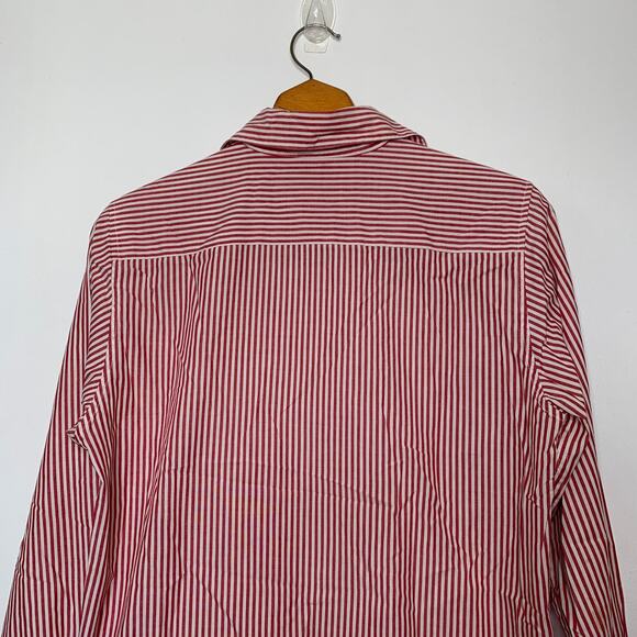 Vintage 90s women's red white striped embroidered Santa long sleeve shirt US 8 - Picture 6 of 10